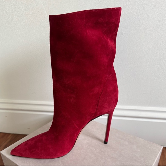 Aquazzura Women's Red Matignon Suede Stiletto Bootie Boot - Picture 5 of 9